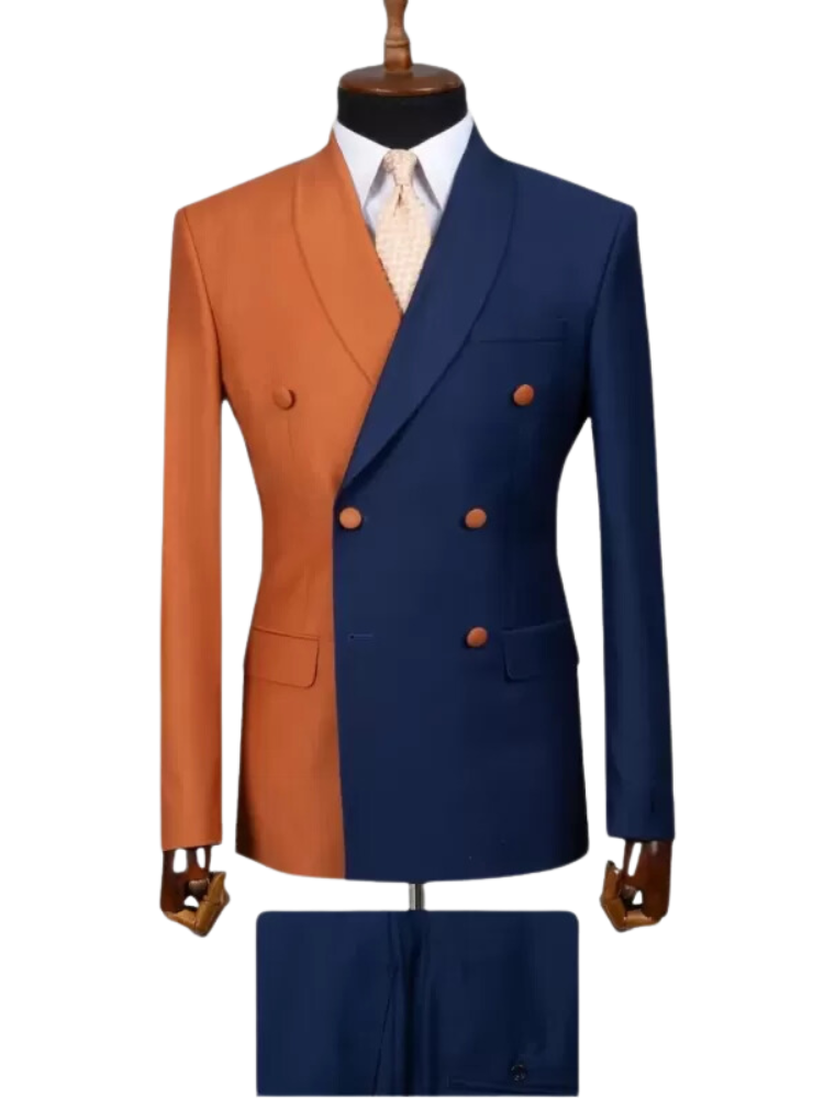 2 Piece Double Breasted Peak Lapel Men Suits Green/Red/Orange