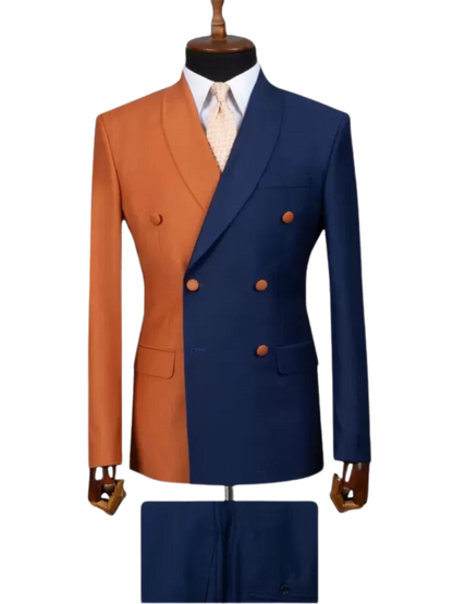 2 Piece Double Breasted Peak Lapel Men Suits Green/Red/Orange