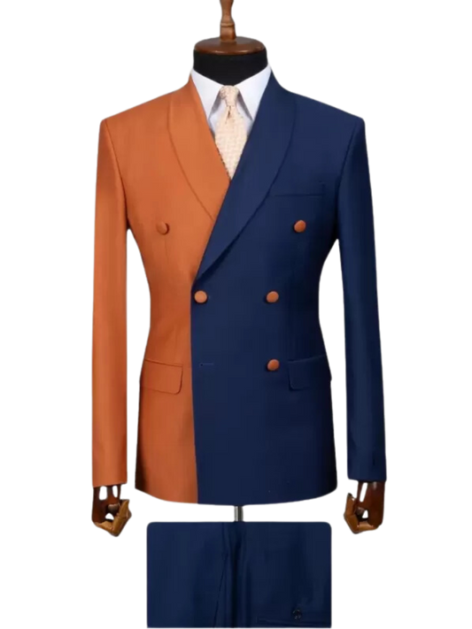 2 Piece Double Breasted Peak Lapel Men Suits Green/Red/Orange