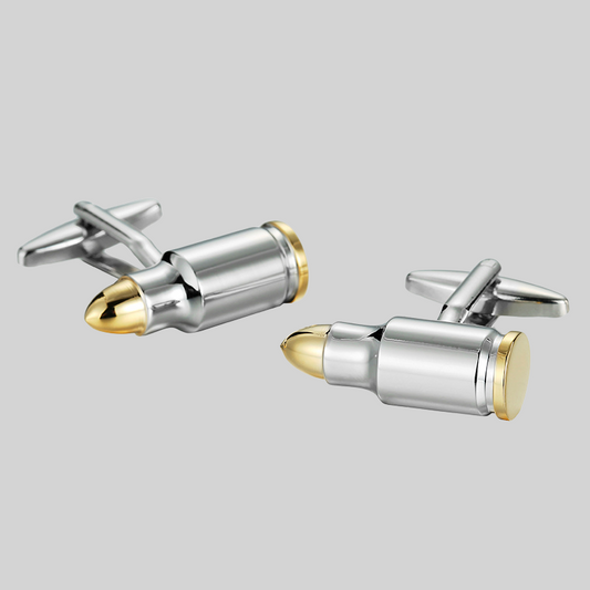 Dual-Tone Gold & Silver Bullet Cufflinks