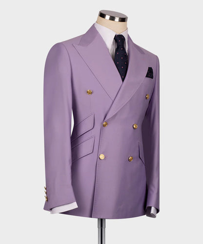 Latest Peaked Lapel Taro Purple Double Breasted Designer Men's Suit for Prom