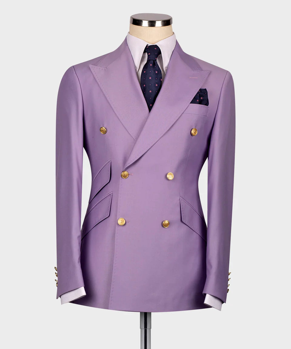 Latest Peaked Lapel Taro Purple Double Breasted Designer Men's Suit for Prom