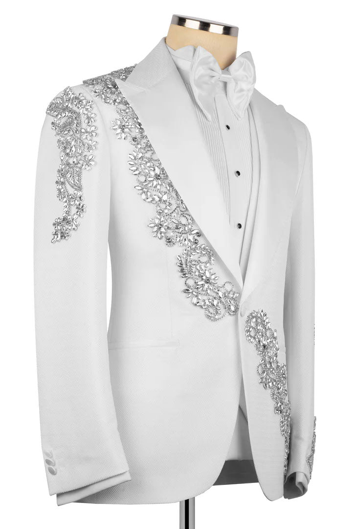 Chic One-button 3-piece Tuxedo with Appliques