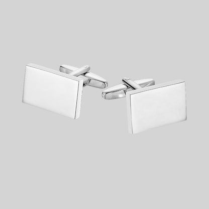 Men’s Silver Rectangular Polished Cufflinks