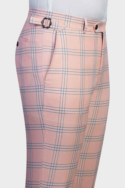 Men's Plaid 2-piece Suit in Pink
