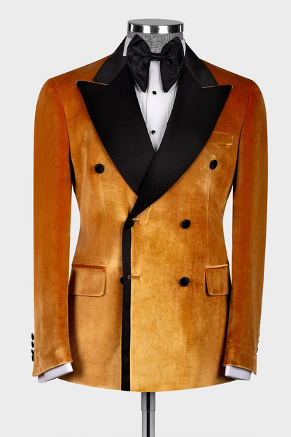 Yellow Velvet 2-piece Blazer Suit Wedding Tuxedo