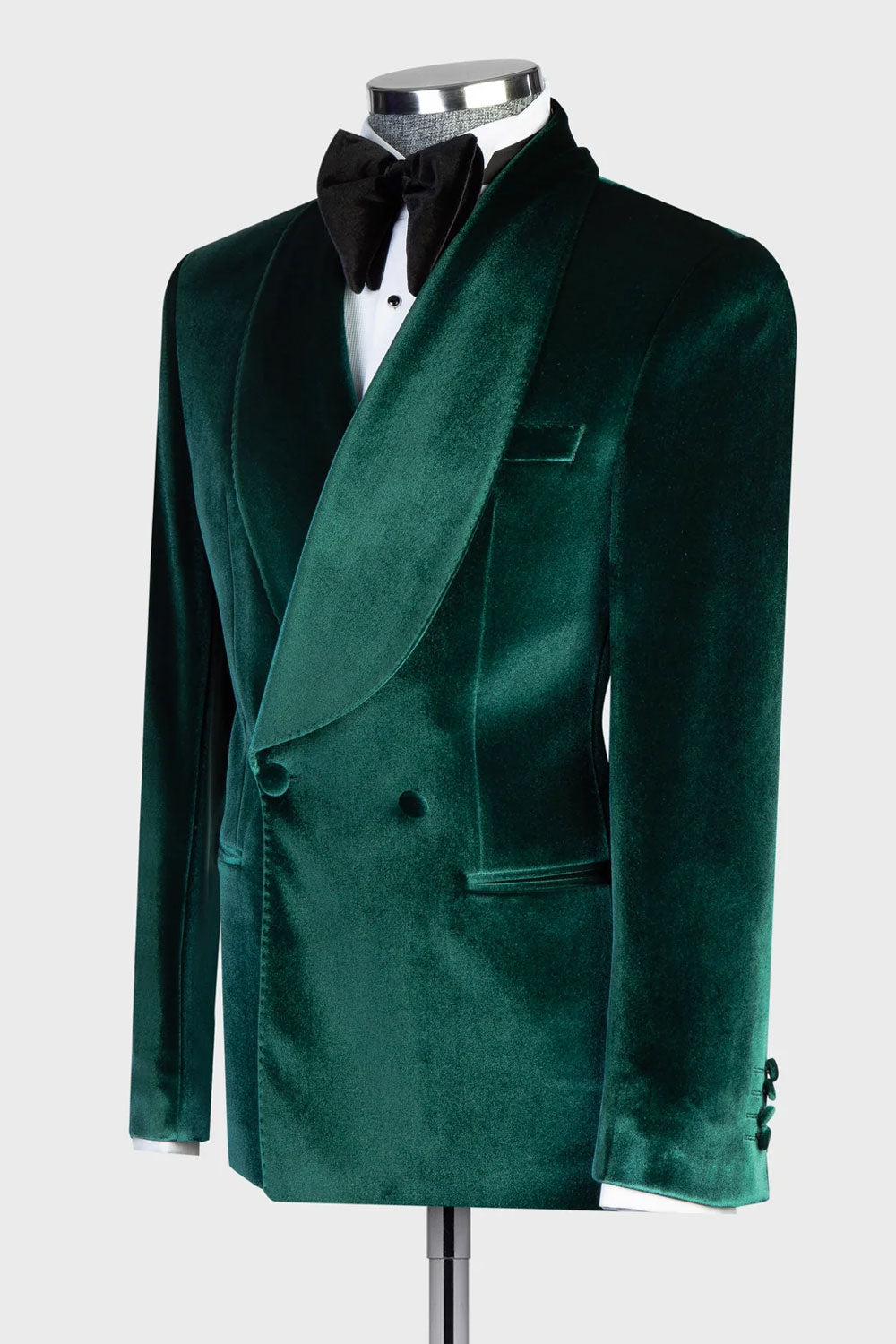 Green Velvet Double-breasted Blazer Suit