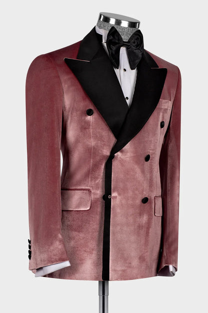 Dusty Pink Velvet 2-piece Blazer Suit Wedding Tuxedo