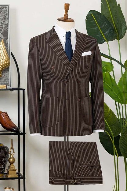Pinstripe 2-piece Suit in Brown