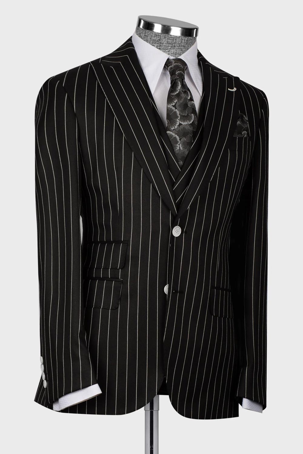 Stripe 3-piece Suit in Black