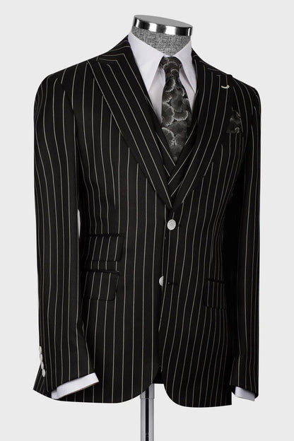 Stripe 3-piece Suit in Black