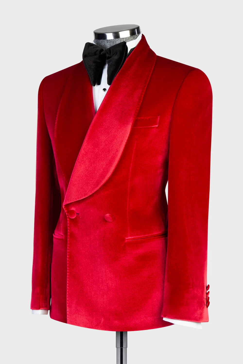 Red Velvet Double-breasted Blazer Suit