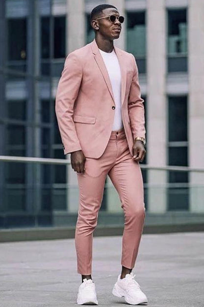 2 Piece Notched Lapel Pink Men Suits