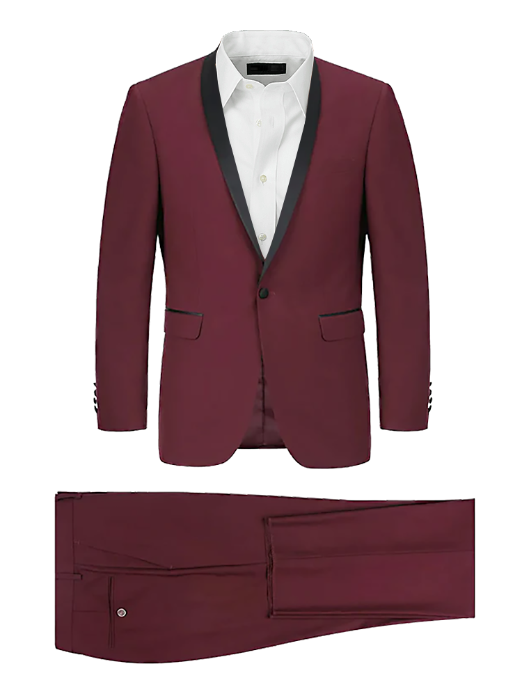 2 Piece Single Breasted Shawl Lapel Men Suits Red