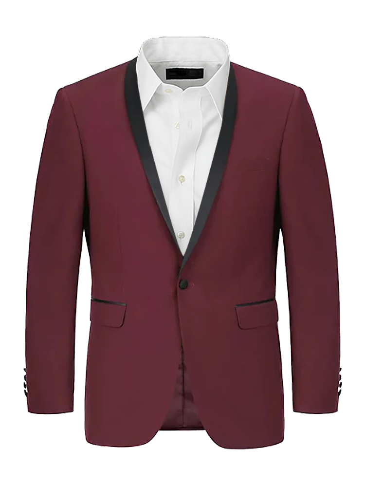 2 Piece Single Breasted Shawl Lapel Men Suits Red