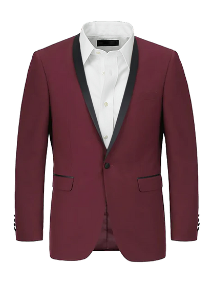 2 Piece Single Breasted Shawl Lapel Men Suits Red