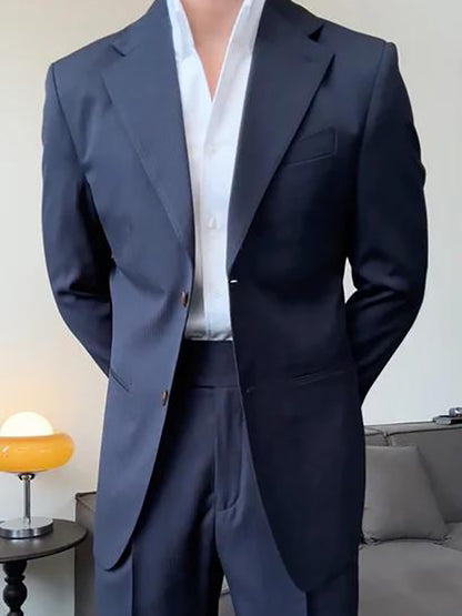 Single Breasted 2 Piece Navy Blue Regular Fit Suit