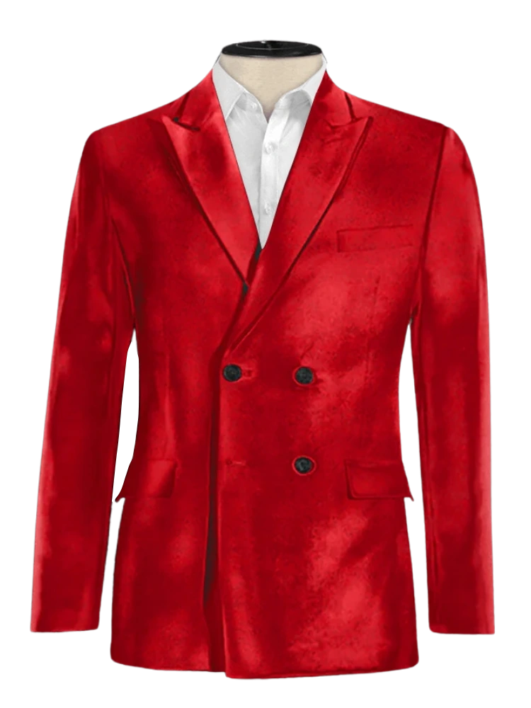 Double Breasted Peak Lapel Suit Red