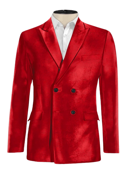 Double Breasted Peak Lapel Suit Red