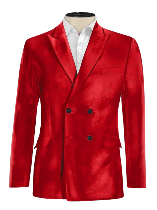 Double Breasted Peak Lapel Suit Red