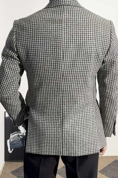 Houndstooth Notch Lapel 2-piece Blazer Suit