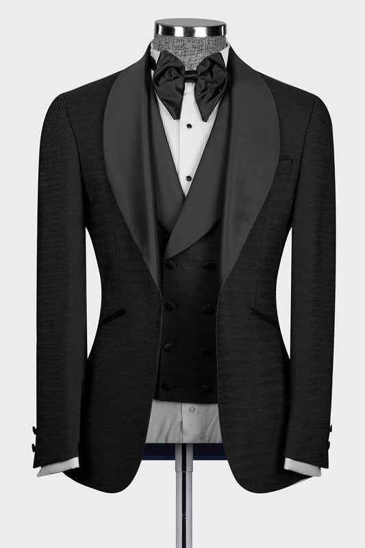 Black 3-piece Shawl Lapel Single Breasted Tuxedo