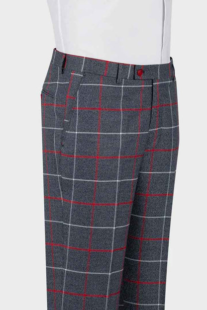 Red/White Plaid Peak Lapel 3-piece Suit