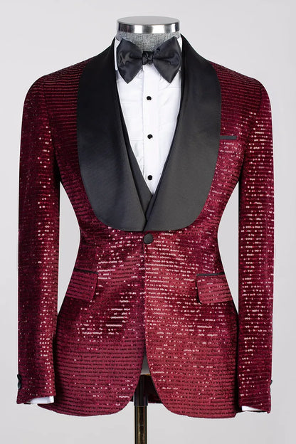 Red Sequins 3-piece Blazer Tuxedo