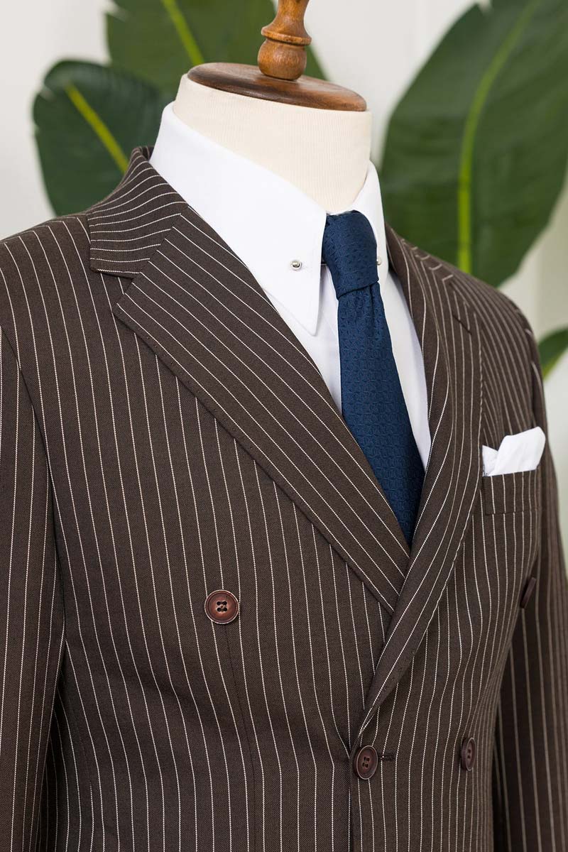 Pinstripe 2-piece Suit in Brown