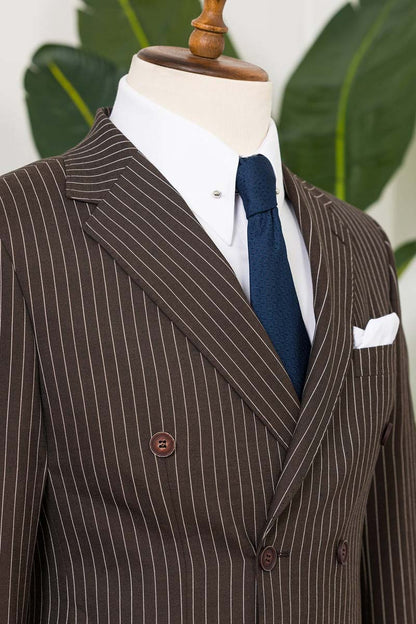 Pinstripe 2-piece Suit in Brown
