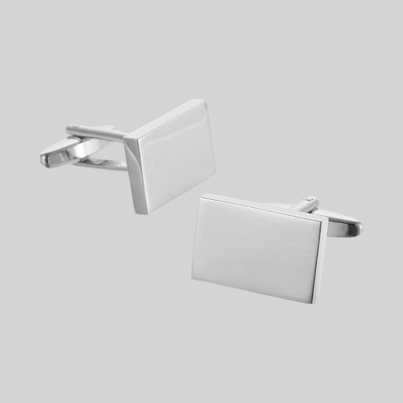 Men’s Silver Rectangular Polished Cufflinks