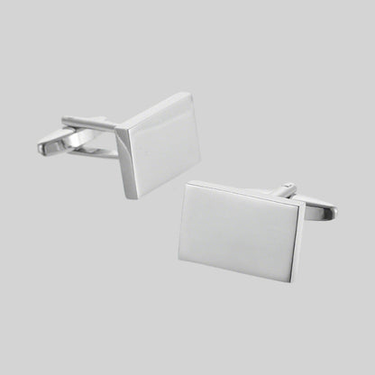 Men’s Silver Rectangular Polished Cufflinks