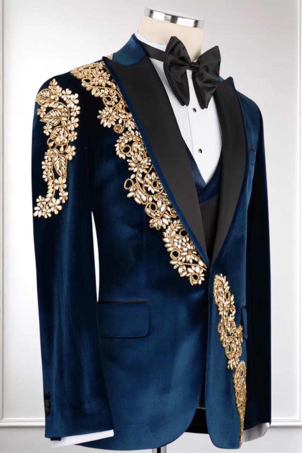 Velvet 3-piece Tuxedo with Beaded Appliques