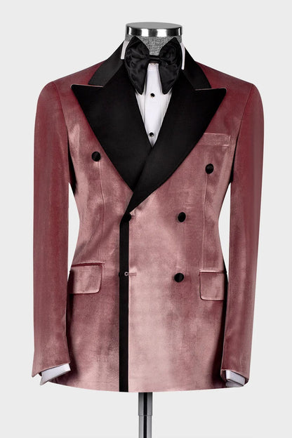 Dusty Pink Velvet 2-piece Blazer Suit Wedding Tuxedo