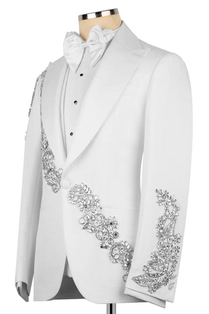 Chic One-button 3-piece Tuxedo with Appliques