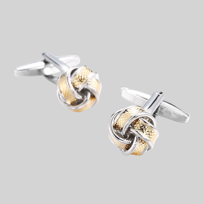 Men's Silver & Golden Twist Knot Cufflinks