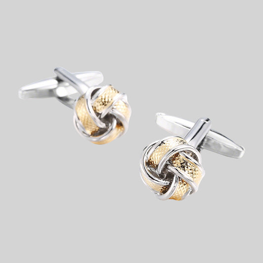 Men's Silver & Golden Twist Knot Cufflinks