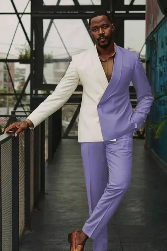 Purple and White 2-piece Suit for Prom