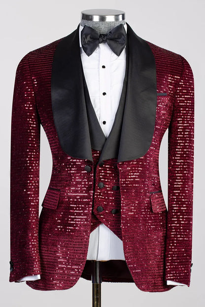 Red Sequins 3-piece Blazer Tuxedo