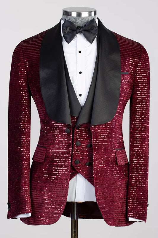 Red Sequins 3-piece Blazer Tuxedo