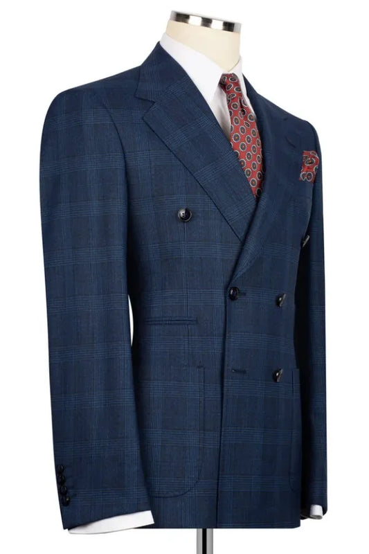 Plaid Double-breasted 2-piece Suit
