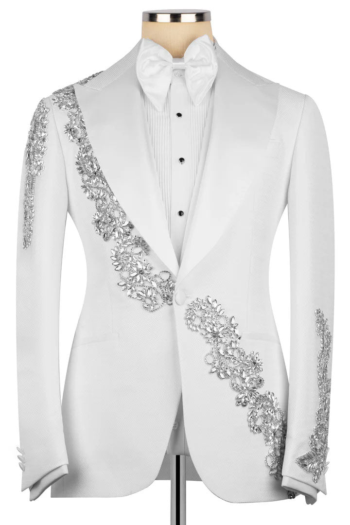 Chic One-button 3-piece Tuxedo with Appliques