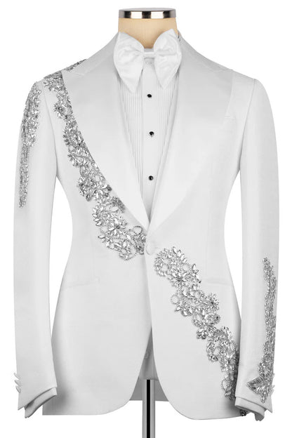 Chic One-button 3-piece Tuxedo with Appliques