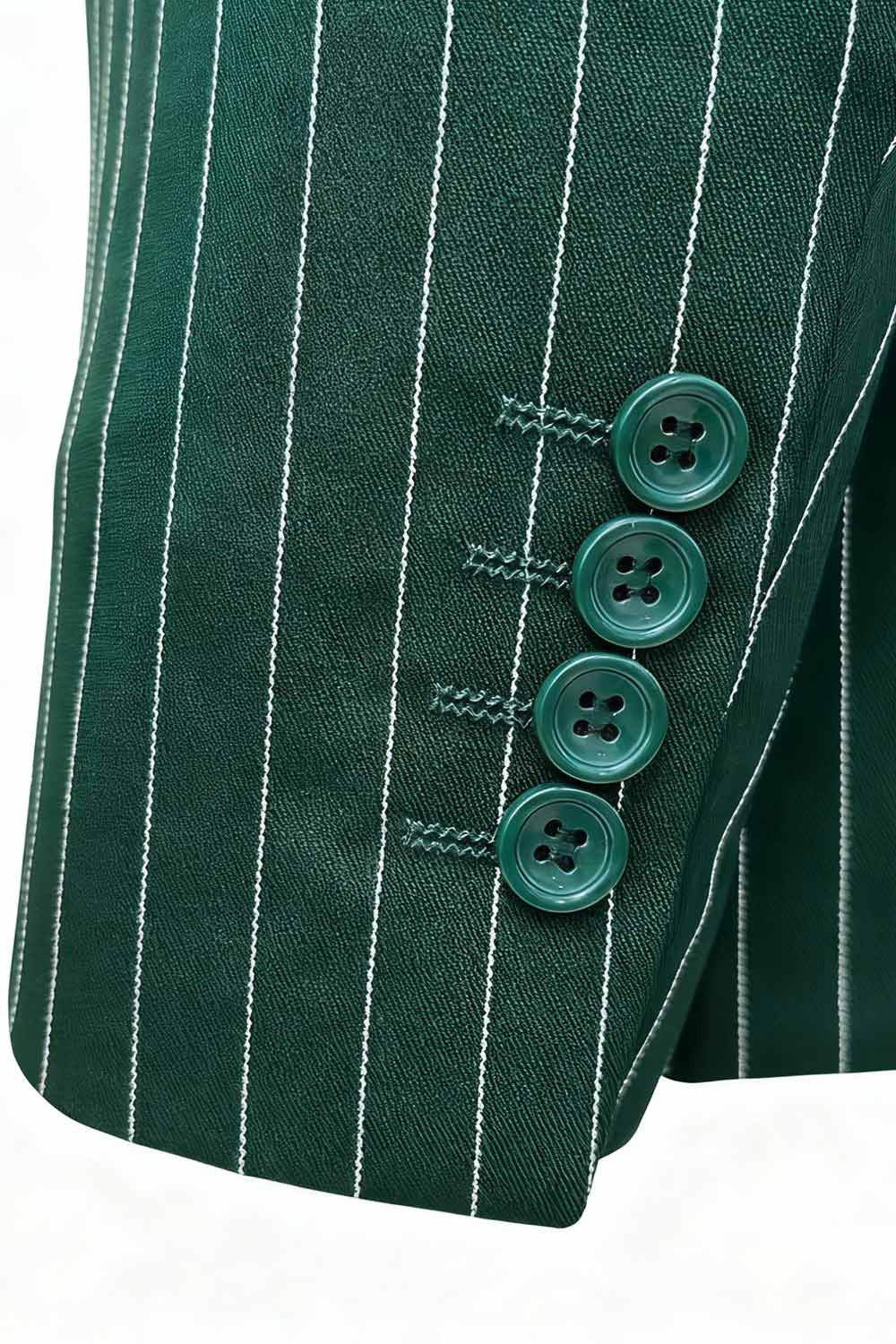 Green Striped Double-breasted 2-Piece Suit