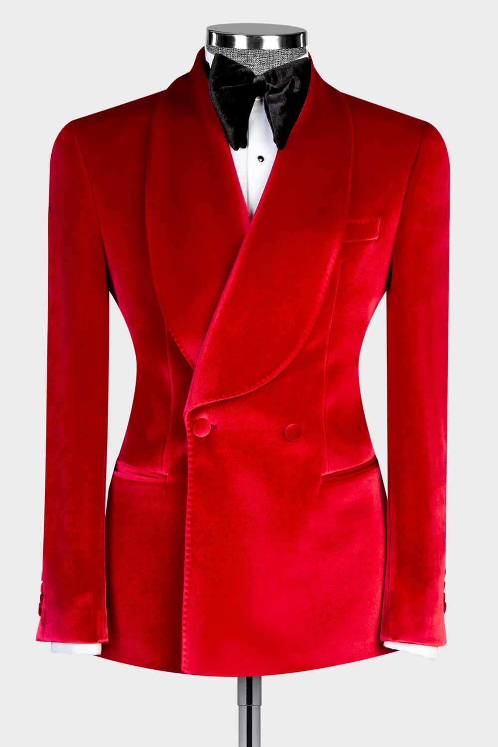 Red Velvet Double-breasted Blazer Suit