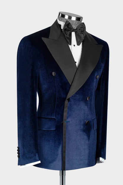 Dark Navy Velvet 2-piece Blazer Suit Wedding Tuxedo