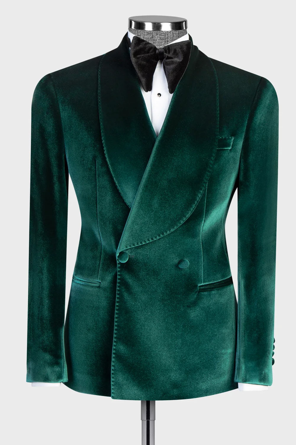 Green Velvet Double-breasted Blazer Suit