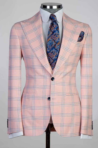 Men's Plaid 2-piece Suit in Pink