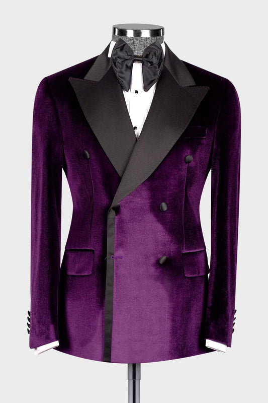 Purple Velvet 2-piece Blazer Suit Wedding Tuxedo