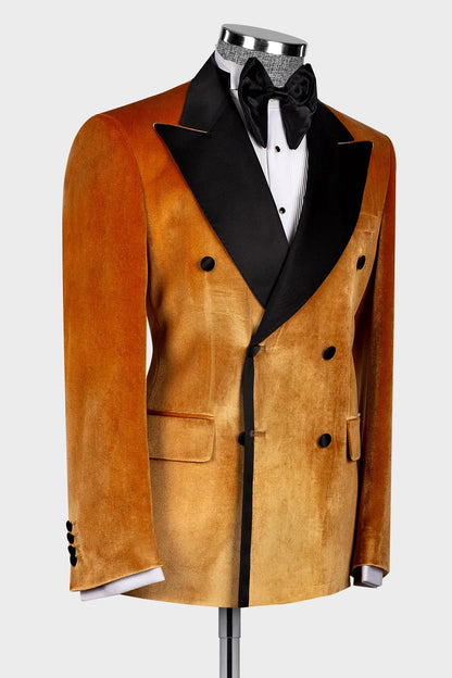 Yellow Velvet 2-piece Blazer Suit Wedding Tuxedo